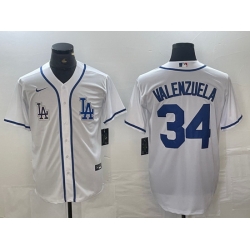 MEN Los Angeles Dodgers 34 Toro Valenzuela White Stitched Jersey