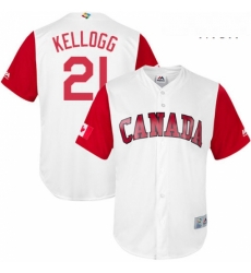 Mens Canada Baseball Majestic 21 Ryan Kellogg White 2017 World Baseball Classic Replica Team Jersey