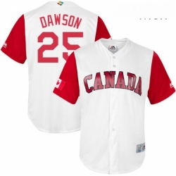 Mens Canada Baseball Majestic 25 Shane Dawson White 2017 World Baseball Classic Replica Team Jersey