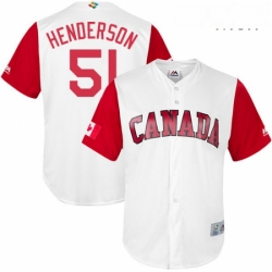 Mens Canada Baseball Majestic 51 Jim Henderson White 2017 World Baseball Classic Replica Team Jersey