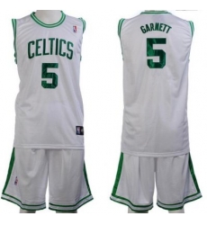 Boston Celtics 5 Kevin Garnett White Jerseys&Shorts