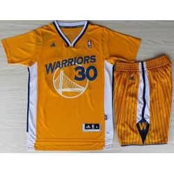Golden State Warriors 30 Stephen Curry Yellow Revolution 30 Swingman NBA Jerseys Shorts NBA Suits