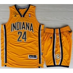 Indiana Pacers 24 Paul George Yellow Revolution 30 Swingman NBA Jerseys Shorts Suits