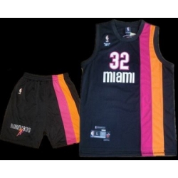 Miami Floridians 32 Shaquille O'Neal Black ABA Hardwood Classic Swingman Jersey & Shorts Suit
