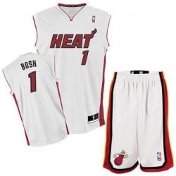 Miami Heat 1 Chris Bosh White Revolution 30 Swingman Jersey & Shorts Suit