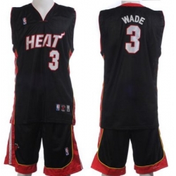 Miami Heat 3 Dwayne Wade Black Jerseys&Shorts