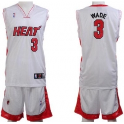 Miami Heat 3 Dwayne Wade White Jerseys&Shorts