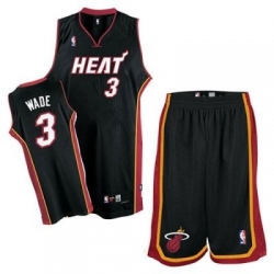Miami Heat 3 Dwyane Wade Black Revolution 30 Swingman Jersey & Shorts Suit