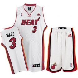 Miami Heat 3 Dwyane Wade White Revolution 30 Swingman Jersey & Shorts Suit