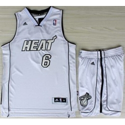 Miami Heat 6 LeBron James White Silver Number Revolution 30 Jerseys Shorts NBA Suits