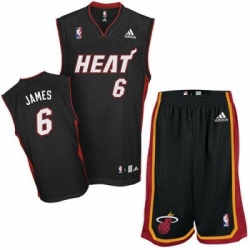 Miami Heat 6 Lebron James Black Revolution 30 Swingman Jersey & Shorts Suit