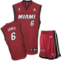 Miami Heat 6 Lebron James Red Revolution 30 Swingman Jersey & Shorts Suit