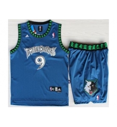 Minnesota Timberwolves 9 Ricky Rubio Blue Swingman NBA Jerseys Short Suits