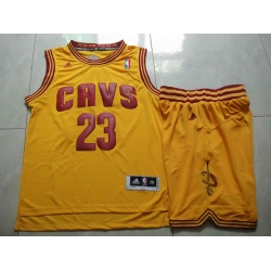 NBA Cleveland Cavaliers 23 LeBron James Yellow Jerseys Shorts Set Suit
