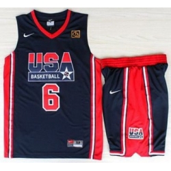 USA Basketball 1992 Olympic Dream Team Blue Jerseys & Shorts Suits 6# Patrick Ewing