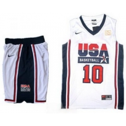 USA Basketball Retro 1992 Olympic Dream Team White Jersey & Shorts Suit #10 Kobe Bryant