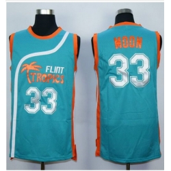 Flint Tropics #33 Jackie Moon Blue Semi-Pro Movie Stitched Basketball Jersey