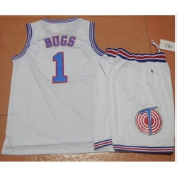 Space Jam Tune Squad #1 Bugs Bunny White Movie Stitched Basketball Jersey