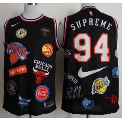 Supreme X Nike X NBA Logos White Stitched Basketball Jersey