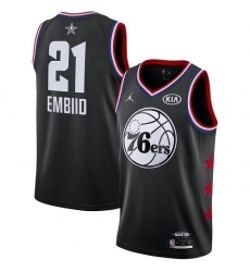 76ers #21 Joel Embiid Black Basketball Jordan Swingman 2019 All Star Game Jersey