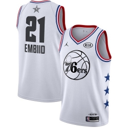 76ers #21 Joel Embiid White Basketball Jordan Swingman 2019 All Star Game Jersey