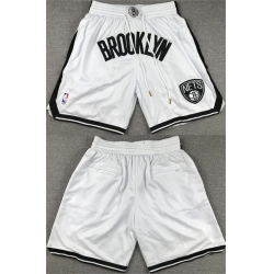 Men Brooklyn Nets White Shorts  28Run Small 29