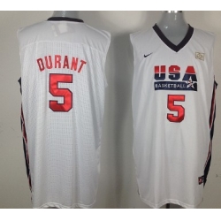 1992 Olympics Team USA 5 Kevin Durant White Swingman Jersey 