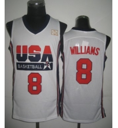 1992 Olympics Team USA 8 Deron Williams White Swingman Jersey