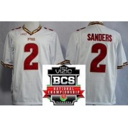 Florida State Seminoles (FSU) 2 Deion Sanders White College Football NCAA Jerseys 2014 Vizio BCS National Championship Game Patch