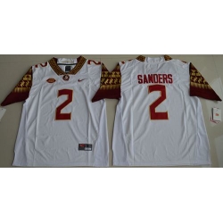 Seminoles #2 Deion Sanders White Limited Stitched NCAA Limited Jersey
