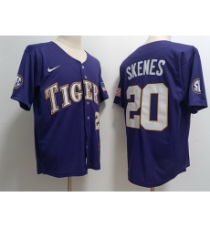 Men LSU Tigers #20 Paul Skenes Purple Baseball Jersey