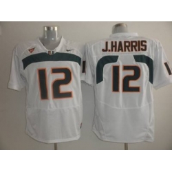 Hurricanes #12 Jacory Harris White Embroidered NCAA Jerseys