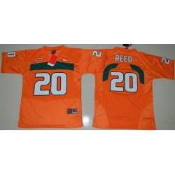 Hurricanes #20 Ed Reed Orange Embroidered Youth NCAA Jerseys