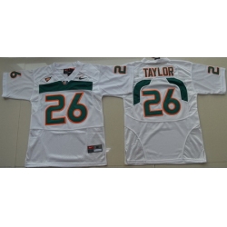 Hurricanes #26 Sean Taylor White Embroidered Youth NCAA Jerseys