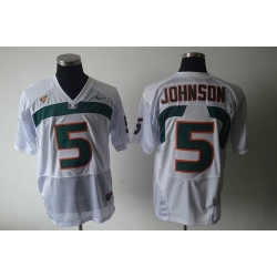 Hurricanes #5 Andre Johnson White Stitched NCAA Jerseys