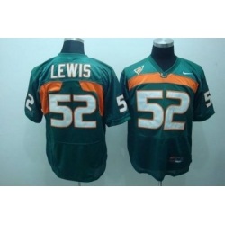 Hurricanes #52 Ray Lewis Green Embroidered NCAA Jerseys