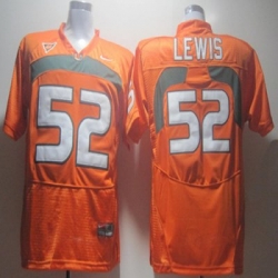 Hurricanes #52 Ray Lewis Orange Embroidered NCAA Jerseys