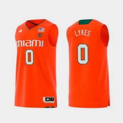 Men Miami Hurricanes Chris Lykes Orange Replica College Basketball Jersey