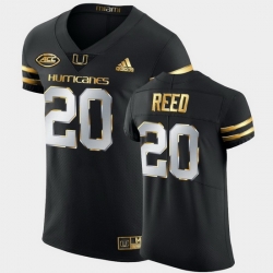 Men Miami Hurricanes Ed Reed Golden Edition Black Authentic Jersey