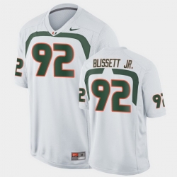 Men Miami Hurricanes Jason Blissett Jr. Game White College Football Jersey