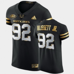 Men Miami Hurricanes Jason Blissett Jr. Golden Edition Black Authentic Jersey