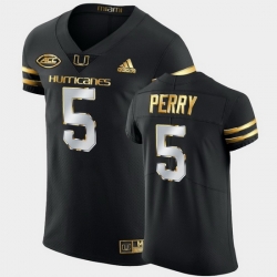 Men Miami Hurricanes N'Kosi Perry Golden Edition Black Authentic Jersey