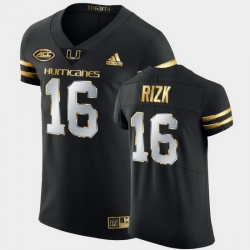 Men Miami Hurricanes Ryan Rizk Golden Edition Black Authentic Jersey