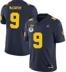 Men Michigan Wolverines J.J. Mccarthy Maize #9 College Football Navy Rose Bowl Jersey