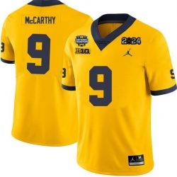 Men Michigan Wolverines J.J. Mccarthy Maize #9 College Football Yellow 2024 National Champions Jersey