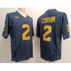 Men Women Youth Michigan Wolverines Blake Corum #2 Navy High School F U S E Stitched Game Jersey