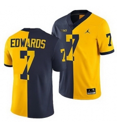 Michigan Wolverines 2021 22 Donovan Edwards Navy Maize Split Edition College Football Jersey