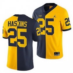 Michigan Wolverines 2021 22 Hassan Haskins Navy Maize Split Edition College Football Jersey