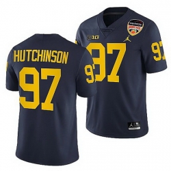 Michigan Wolverines Aidan Hutchinson Navy 2021 Orange Bowl College Football Playoff Jersey