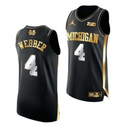 Michigan Wolverines Chris Webber 2021 March Madness Golden Authentic Black Jersey